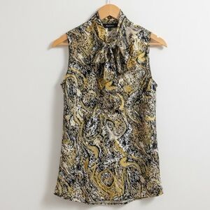 Evan Picone Yellow and Black Patterned Blouse - Size 6